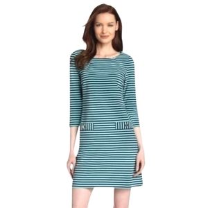 Lilly Pulitzer Layton  Shortsleeve Aqua /Navy Striped Knit Shift Dress